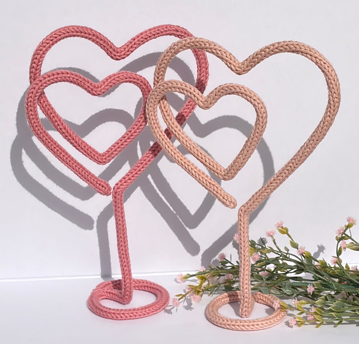 Freestanding Knitted Hearts
