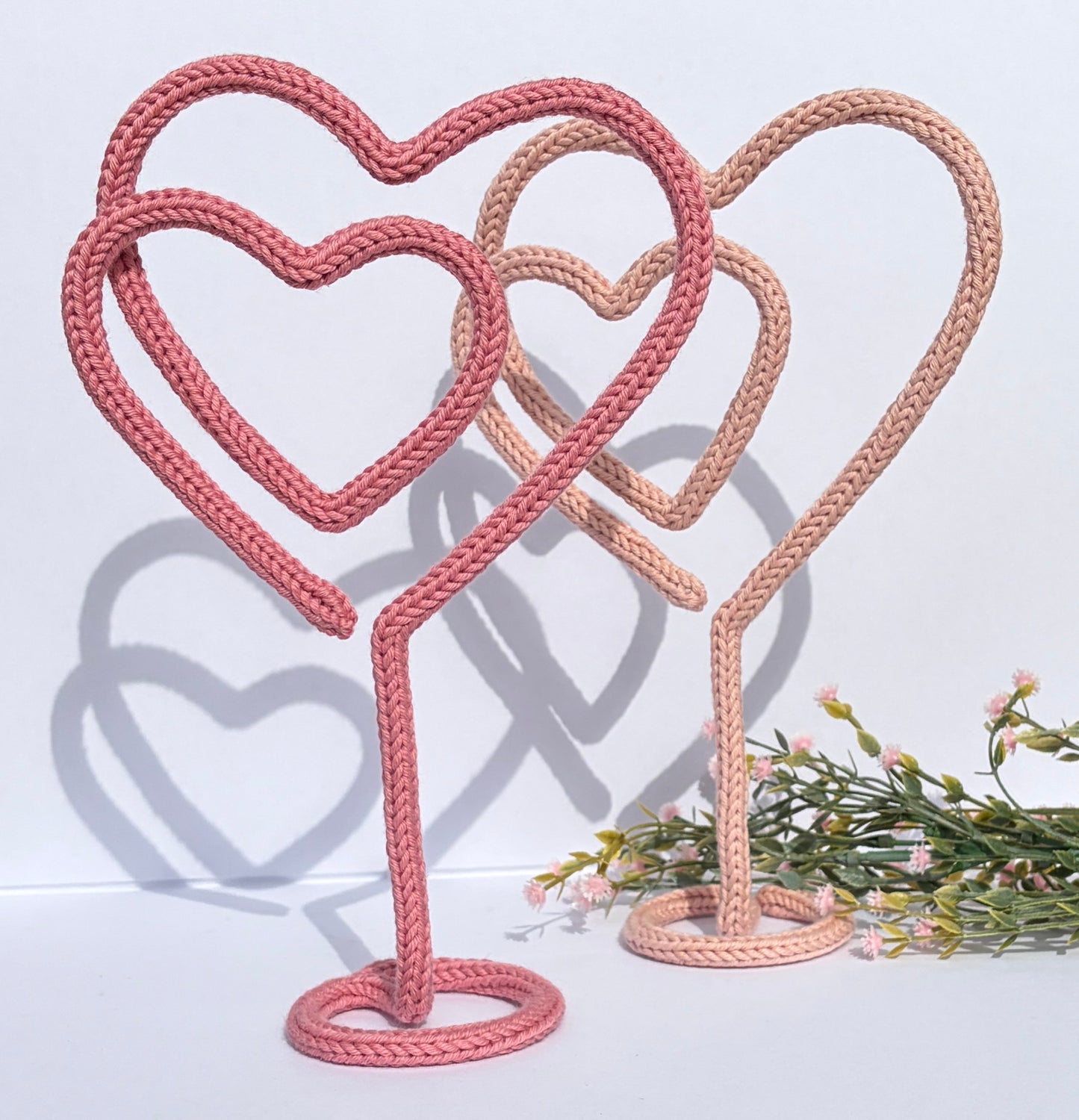Freestanding Knitted Hearts